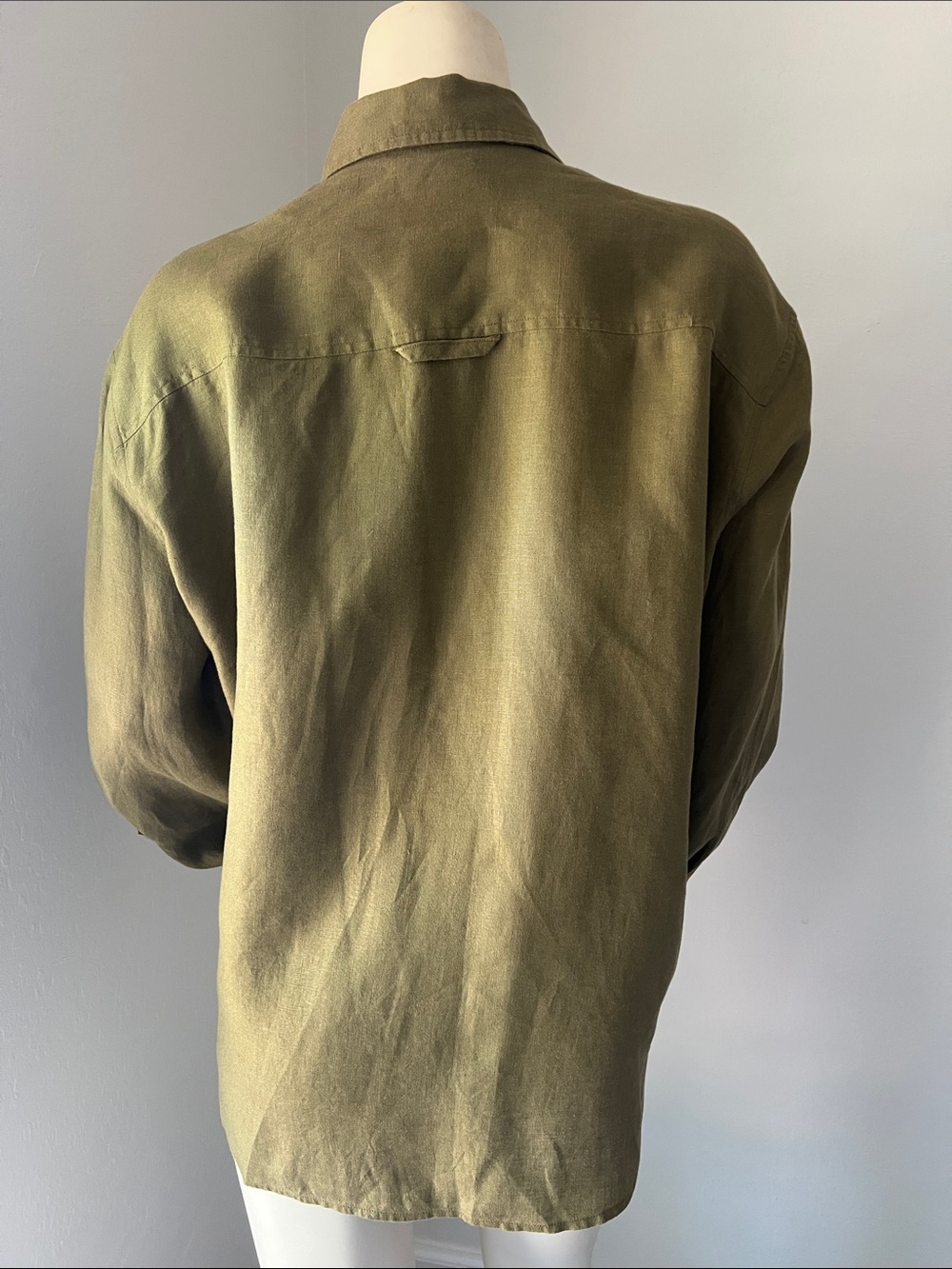 AYR The Deep End Olive Green Linen Shirt Casual Preppy. Size Large - Picture 3 of 5